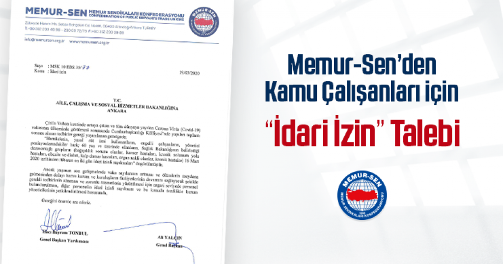 Memur-Sen’den Kamu Çalışanları İçin “İdari İzin” Talebi