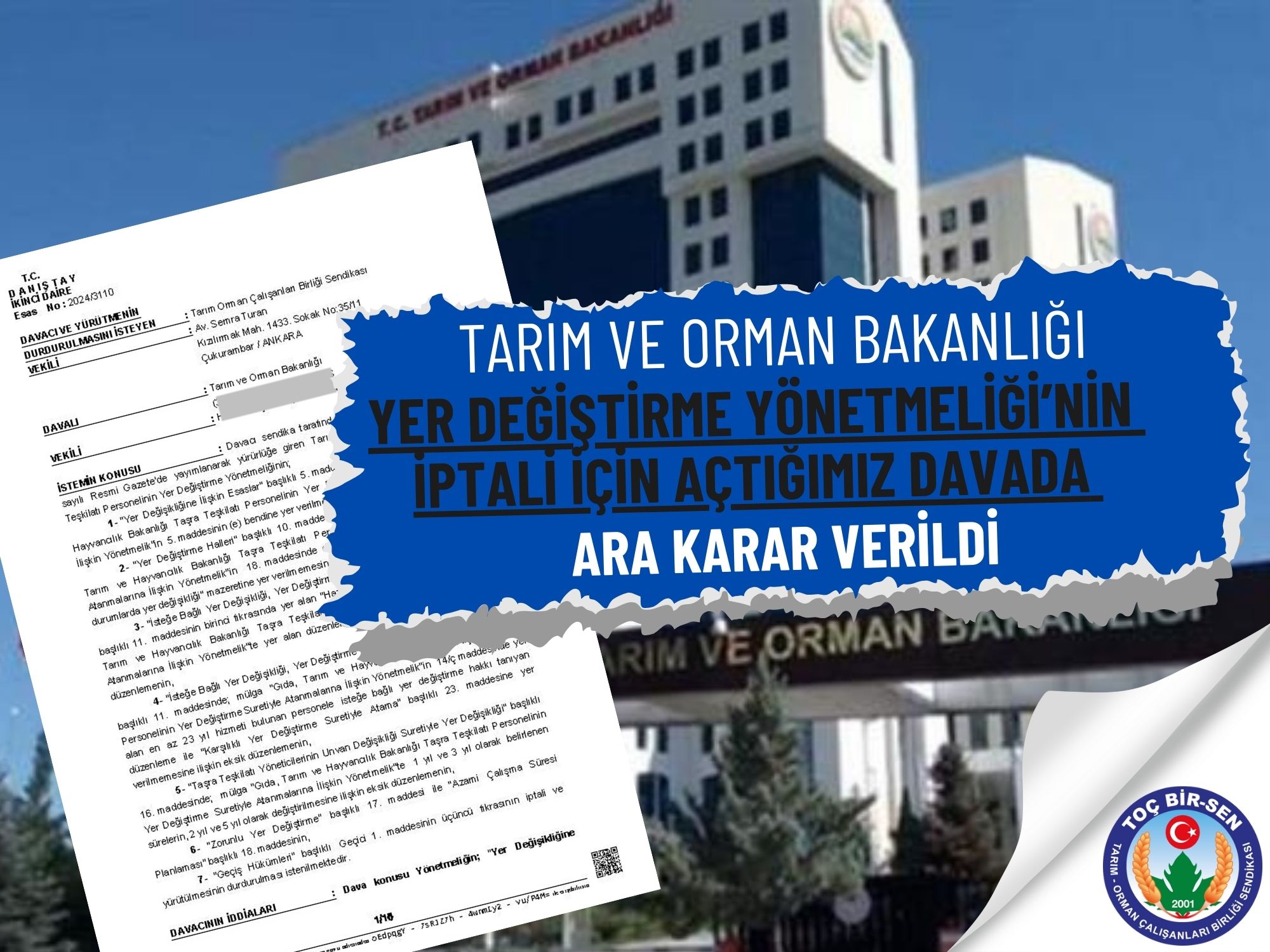 Yer Değiştirme Yönetmeliği’nin İptali İçin Açtığımız Davada Ara Karar Verildi